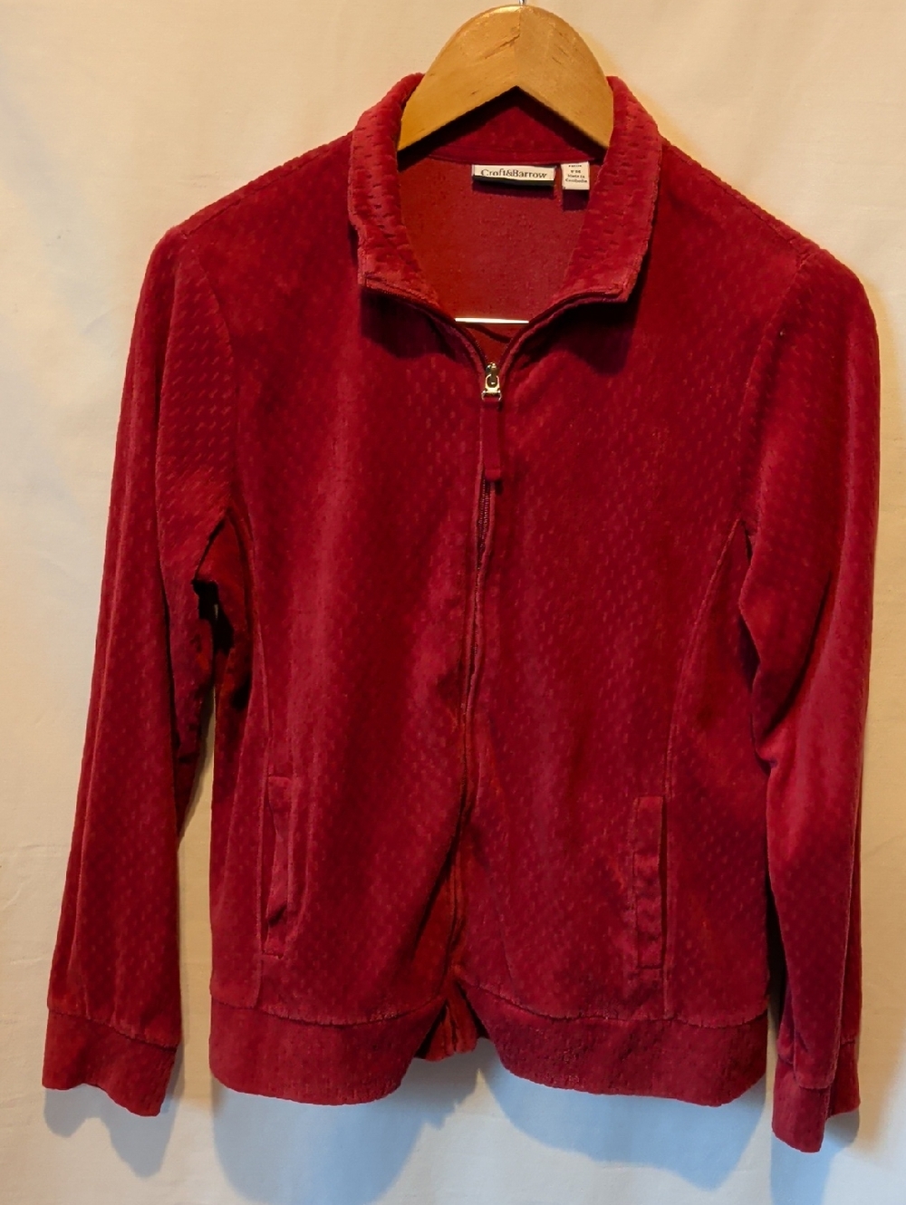 croft & barrow Velvet Zip-Up Bomber Jacket - Red/Wine Color